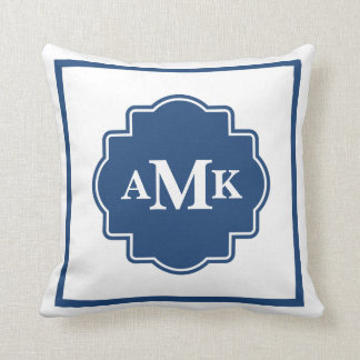 Klassisches Marine-Blau-und Weiß-Monogramm-Kissen Kissen
