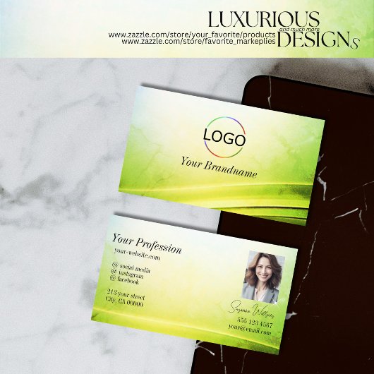 Klassisches Marmordekor mit glänzender Umrandung u Visitenkarte