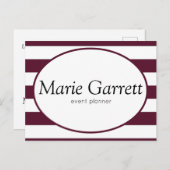 Klassisches Maroon Stripes-Geschäft Postkarte (Vorne/Hinten)