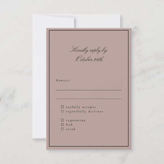 Klassisches Mauve Script RSVP Karte (Vorderseite)