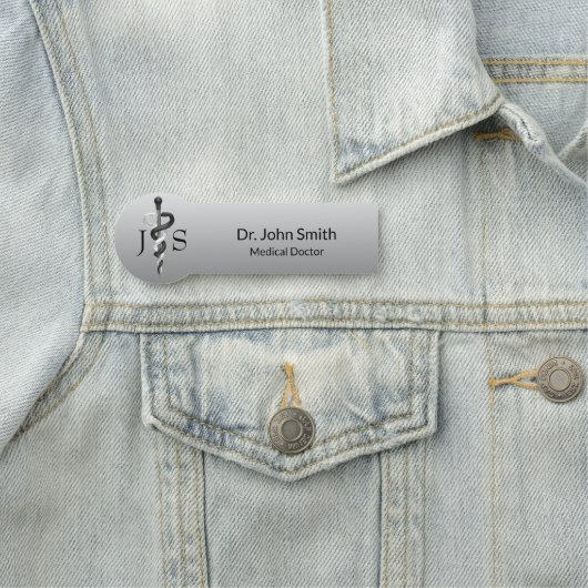 Klassisches medizinisches Elegant, Schwarz-weißer Namensschild (Beispiel)