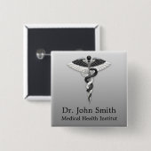 Klassisches medizinisches Elegantes Schwarz-weißes Button (Vorne & Hinten)