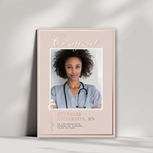 Klassisches medizinisches Nursing-Foto Foil Abschl Folieneinladung