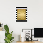 Klassisches Menü des Schwarz-weiß Stripes Gold Ser Poster (Heimbüro)