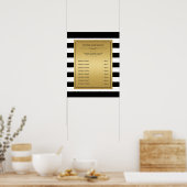 Klassisches Menü des Schwarz-weiß Stripes Gold Ser Poster (Küche)