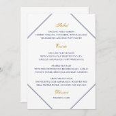 Klassisches Menü für Hochzeiten von Gold und Navy Menükarte (Vorne/Hinten)