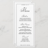 Klassisches Menü für nur Abendessen mit Hochzeitss Menükarte (Vorne/Hinten)