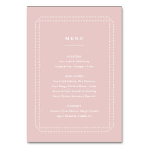 Klassisches Menü rosa, Hochzeitsempfang Tischnummer
