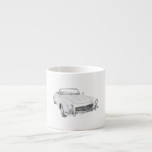 Klassisches Mercedes Cabrio Schwarz und Weiß Espressotasse