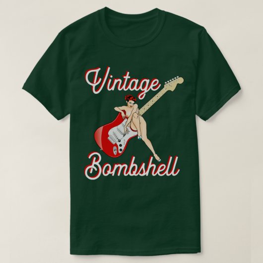 Klassisches Mid Century PinUp Girl und E-Gitarre T-Shirt (Design vorne)