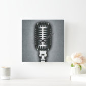 Klassisches Mikrofon Quadratische Wanduhr (Zuhause)