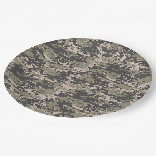 Klassisches Militärdigital-Camouflage-Muster Pappteller (Schrägansicht)
