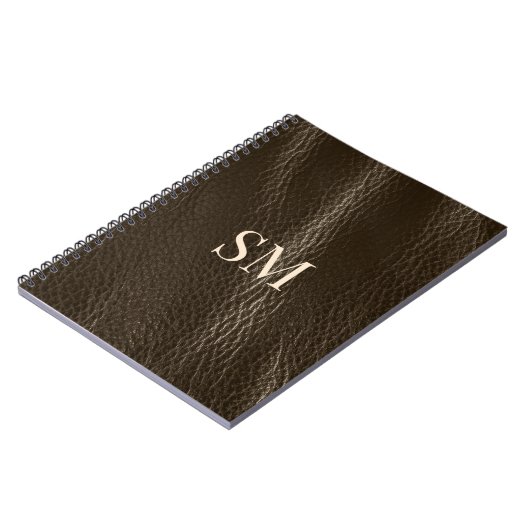 Klassisches Minimal-braunes Ledermonogramm Notizblock (Linke Seite)