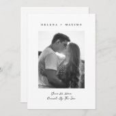 Klassisches Minimal-Foto schwarz-weiß Save The Date (Vorne/Hinten)