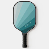Klassisches Minimal Pastel Blue Retro Streifen Mus Pickleball Schläger (Vorderseite)