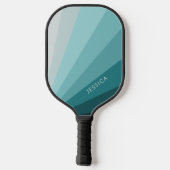 Klassisches Minimal Pastel Blue Retro Streifen Mus Pickleball Schläger (Rückseite)