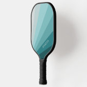 Klassisches Minimal Pastel Blue Retro Streifen Mus Pickleball Schläger (Links)