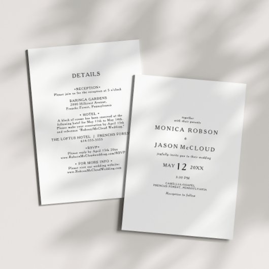 Klassisches Minimalistisch in einer Hochzeitsfeier Einladung