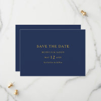 Klassisches Minimalistisch Navy Blue | Gold QR Cod