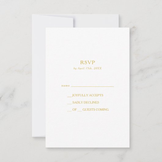 Klassisches Minimalistisch Navy Blue | Gold RSVP C (Vorderseite)