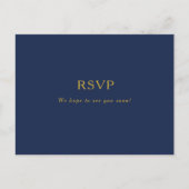 Klassisches Minimalistisch Navy Blue | Gold Weddin Postkarte (Vorderseite)