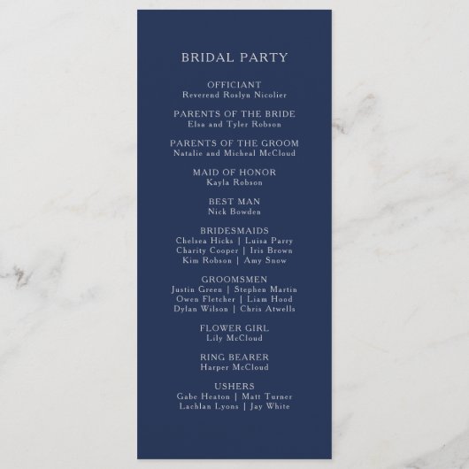 Klassisches Minimalistisch Navy Blue | Silberhochz Programm (Rückseite)