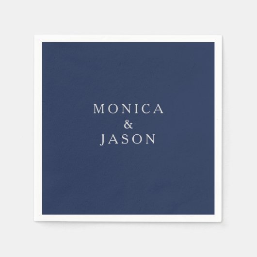Klassisches Minimalistisch Navy Blue | Silberhochz Serviette (Vorderseite)