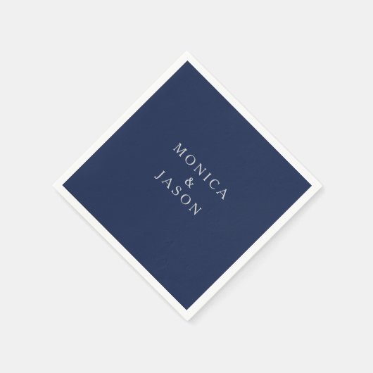 Klassisches Minimalistisch Navy Blue | Silberhochz Serviette (Ecke)