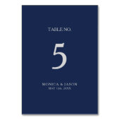 Klassisches Minimalistisch Navy Blue | Silberne Ti Tischnummer (Rückseite)