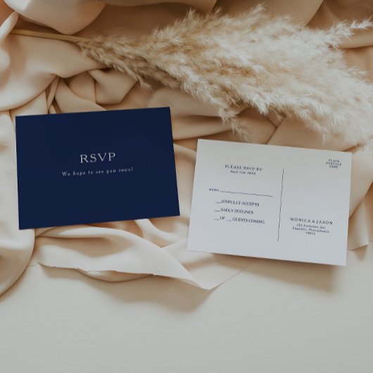 Klassisches Minimalistisch Navy Blue | Silver Wedd Postkarte