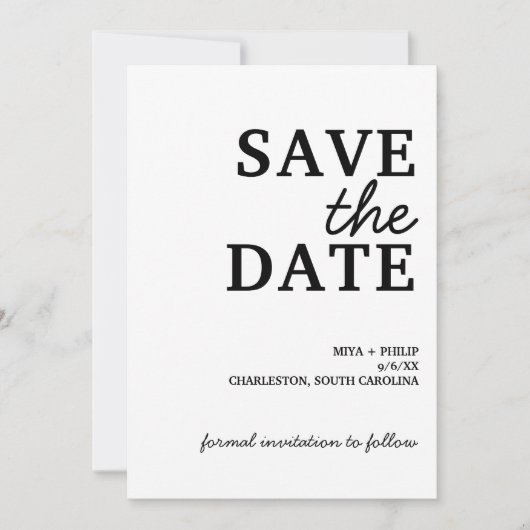 Klassisches Minimalistisch Save The Date (Vorderseite)