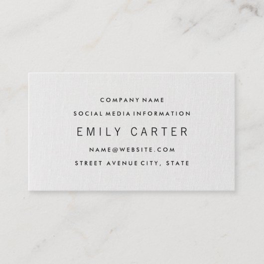 Klassisches Minimalistisch | Textur aus weißem Sto Visitenkarte (Vorderseite)
