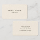 Klassisches Minimalistisches Berufliches Cream Visitenkarte (Vorne/Hinten)