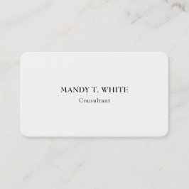 Klassisches Minimalistisches Berufliches Weiß Visitenkarte