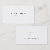 Klassisches Minimalistisches Berufliches Weiß Visitenkarte (Vorne/Hinten)
