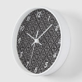Klassisches Minimalistisches Damasdesign Schwarz u Uhr (Winkel)
