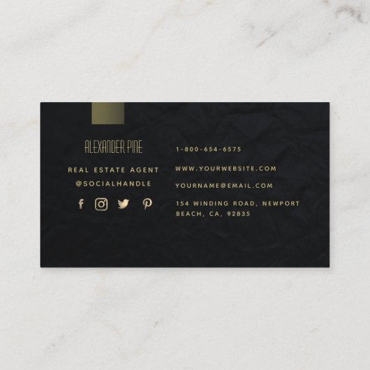 Klassisches Minimalistisches Elegantes Schwarzes G Visitenkarte (Rückseite)