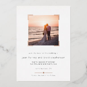 Klassisches Minimalistisches Foto Hochzeit speiche Folieneinladung