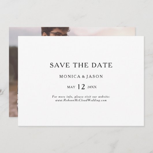 Klassisches Minimalistisches Foto Horizontal Save The Date (Vorne/Hinten)