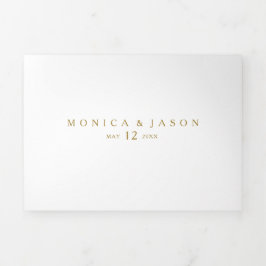 Klassisches Minimalistisches Gold in einem Dreifac Dreifach Gefaltete Einladung