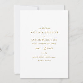 Klassisches Minimalistisches Gold in einer Hochzei Einladung