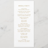 Klassisches Minimalistisches Hochzeitsprogramm Programm (Rückseite)