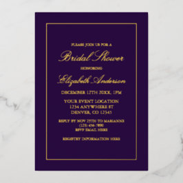 Klassisches Minimalistisches Lila Brautparty Folieneinladung