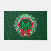 Klassisches Minimalistisches Monogramm mit Kranz a Fußmatte (Vorderseite)