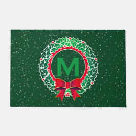 Klassisches Minimalistisches Monogramm mit Kranz a Fußmatte