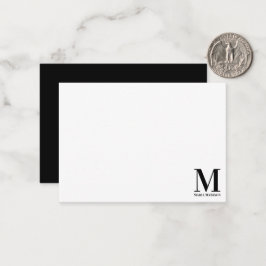 Klassisches Minimalistisches Monogramm Schwarz-wei Mitteilungskarte