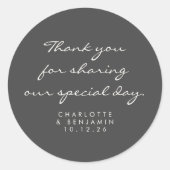 Klassisches Minimalistisches Script Black Danke Ho Runder Aufkleber (Vorderseite)