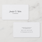 Klassisches Minimalistisches Weiß Beruflich Schlic Visitenkarte (Vorne/Hinten)