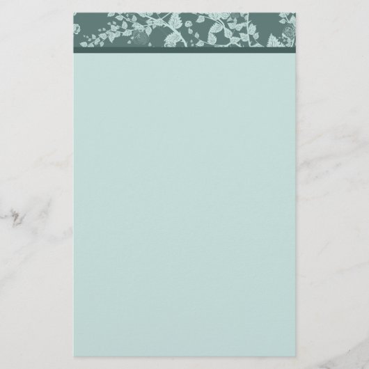 Klassisches mit Blumengrünbuch-Briefpapier Briefpapier (Vorderseite)