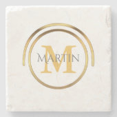 Klassisches mit Monogramm Initiale| elegantes Steinuntersetzer (Vorderseite)